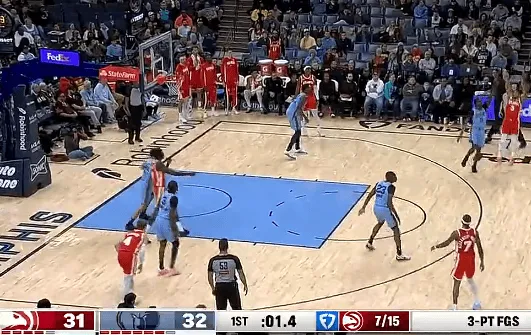 开云体育网址-麦科勒姆超远干拔三分不中，老鹰首节31-32落后于灰熊